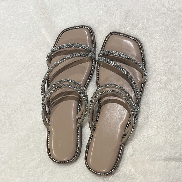 Nude Crystal embellished sandals with crystal straps - Picture 1 of 3